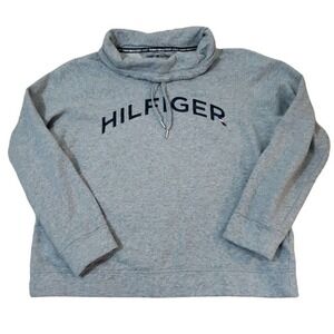 Tommy Hilfiger~ Woman Size L~ Gray Pullover Sport Logo Cropped Cotton Blend.